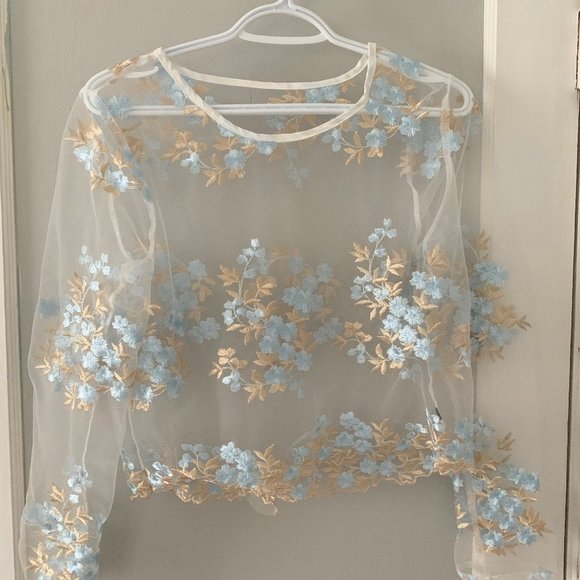 Zaful Sheer Floral Top - Picture 2 of 3